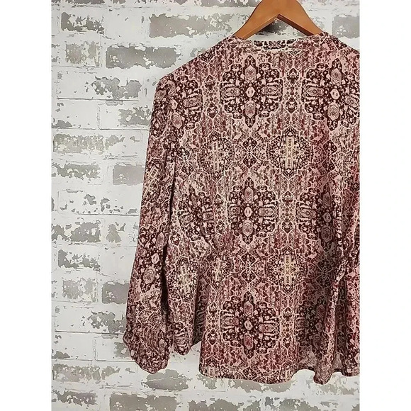 Madewell Shirt Size Large Kaleidoscope Print Drawstring Waist Boho Peasant Style - Picture 7 of 10